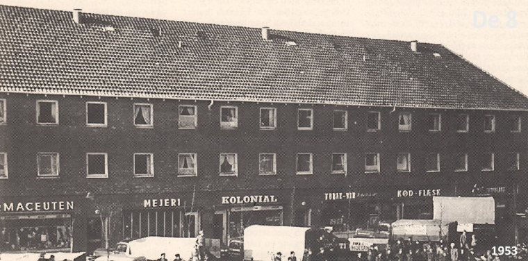 De otte forretninger på Herlev hovedgade 147-153 fra 1950