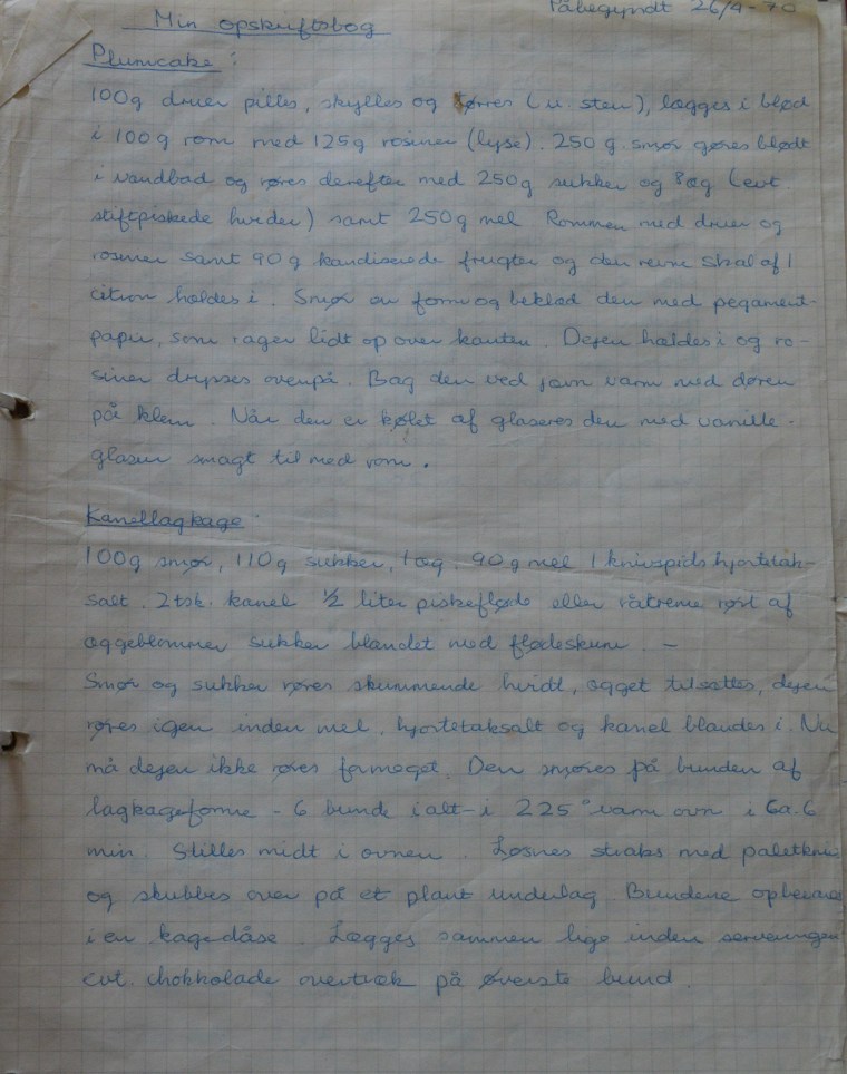 fra min første samling opskrifter 1970